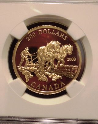 2008 Canada $200 Gold Coin Proof: 22kt Commemorative: Agricultural Trade 1/2oz photo