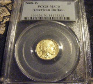 1 - 2008 Gold Buffalo West Point $5 - 1/10 Oz Coin Ms70 Collector photo