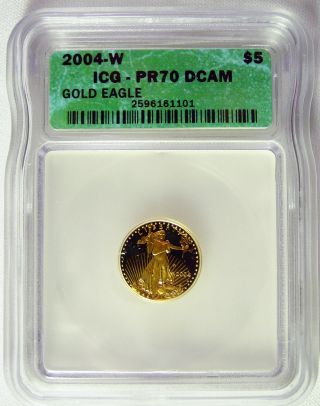 2004 - W $5 Gold Eagle Proof Dollar - Certified Pr 70 Dcam photo