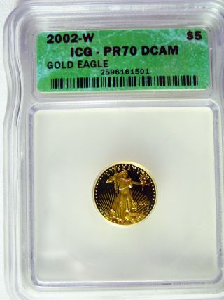 2002 - W $5 Gold Eagle Proof Dollar - Certified Pr 70 Dcam photo