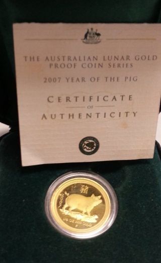 2007 1/4 Oz 24k Gold Australian Lunar Proof Coin photo