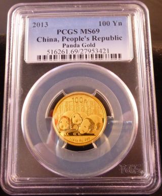 China 2013 Panda 100 Y N 1/4 Oz Gold Coin - Pgcs Ms69 - photo