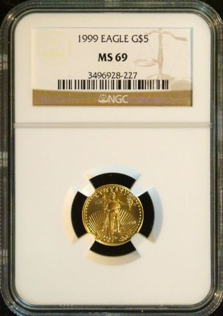 1999 / American Gold Eagle $5 Tenth - Ounce / Ngc Ms69 / 1/10 Oz.  Fine Gold photo