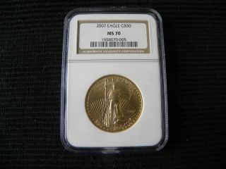 2007 Eagle G$50.  9999 Fine Gold Ms - 70 Ngc 1 Oz. photo