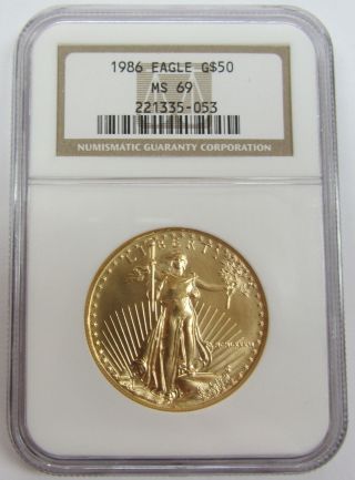 Rare 1986 $50 American Gold Eagle 1 Oz Ngc Ms69 First Year Of Issue photo