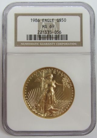 Rare 1986 $50 American Gold Eagle 1 Oz Graded By Ngc Ms69 Gem++++ photo