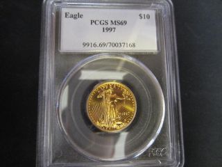 1997 $10 American Gold Eagle,  Ngc Ms 69,  Low Mintage,  1/4 Oz.  Gold, photo