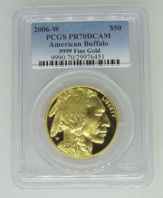 2006 - W 1 Ozt Pr70 Dcam Pcgs.  9999 Fine Gold Buffalo - $50 Denomination 451 photo