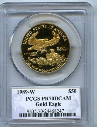 1989 W $50 (1 Oz) Proof Gold Eagle Pcgs Pr70 Pf 70 photo