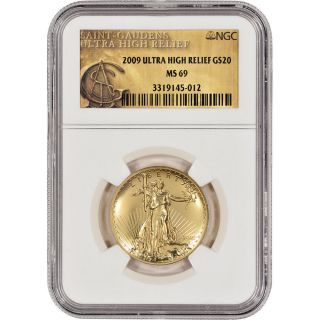 2009 Us Gold $20 Ultra High Relief Double Eagle - Ngc Ms69 - Ngc Gold Label photo
