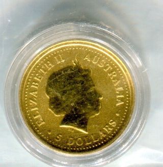 2000 $5 Face Australia Gold Dragon 1/20 Ozt Gem Bu In Capsule photo