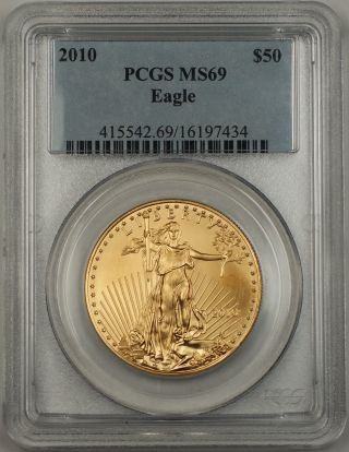 2010 American 1 Oz Gold Eagle Age $50 Coin Pcgs Ms - 69 Gem Uncirculated photo