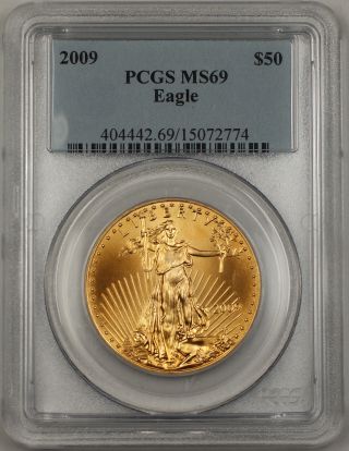 2009 1 Oz American Gold Eagle Age $50 Coin Pcgs Ms - 69 Nearly Perfect Gem photo