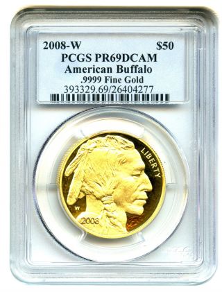 2008 - W American Buffalo $50 Pcgs Proof 69 Dcam Buffalo.  999 Gold photo