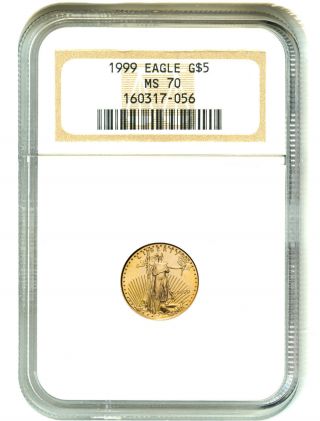 1999 Gold Eagle $5 Ngc Ms70 American Gold Eagle Age photo
