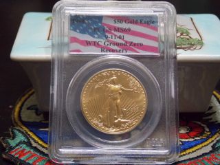 1998 $50 Gold American Eagle Pcgs Ms69 Wtc World Trade Center Recovery 911 photo