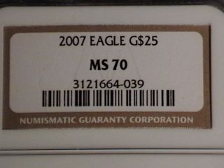 2007 $25 Gold Eagle Ngc Ms70 photo