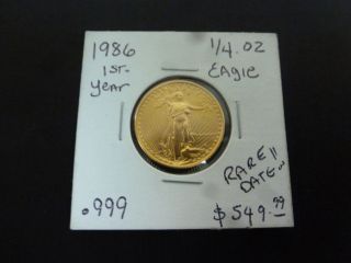 1986 1/4 Oz $10 American Gold Eagle Coin First Year Of Series - Rare/beauty photo