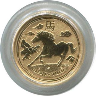 2014 Year Of The Horse Lunar Series 2 Australian 1/20 Oz 9999 Fine Gold $5 Coin photo