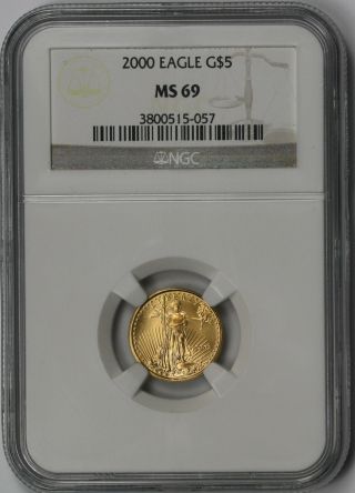2000 Gold Eagle $5 Tenth - Ounce Ms 69 Ngc 1/10 Oz Fine Gold photo