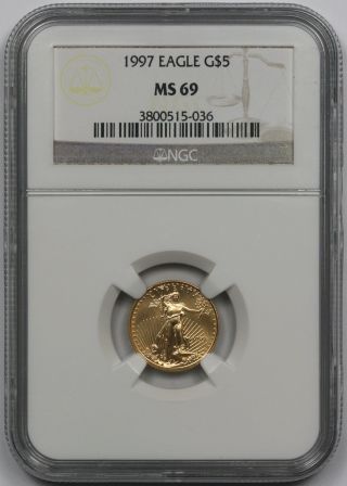 1997 Gold Eagle $5 Tenth - Ounce Ms 69 Ngc 1/10 Oz.  Fine Gold photo