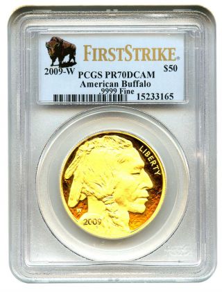2009 - W American Buffalo $50 Pcgs Pr 70 Dcam - 1 Ounce 0.  999 Gold (first Strike) photo