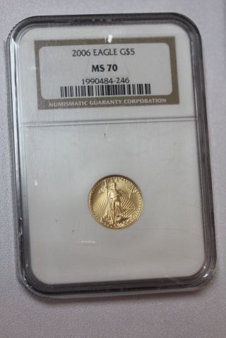 Us 2006 Unc Bu $5 Gold Eagle Coin 1/10 Oz Ngc Ms70 photo