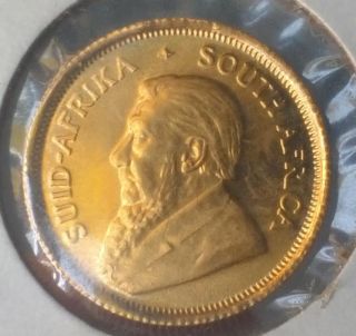 1/10 Oz Gold.  999 Fine 1980 South Africa Krugerrand Unc.  Piece,  Older Date photo