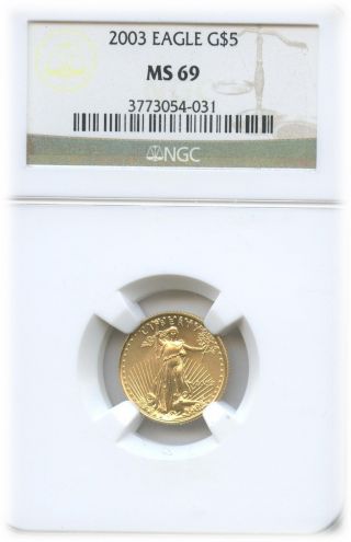 2003 $5 American Gold Eagle Ms 69 | Ngc Graded photo
