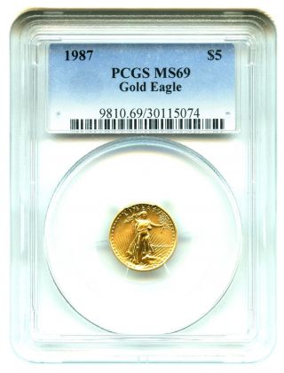 1987 Gold Eagle $5 Pcgs Ms69 American Gold Eagle Age photo