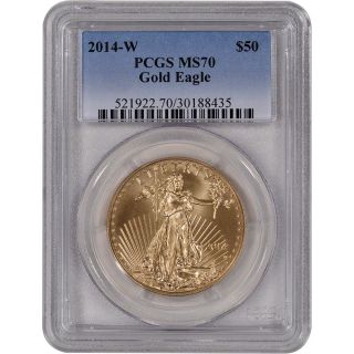2014 - W American Gold Eagle (1 Oz) $50 Uncirculated - Pcgs Ms70 photo