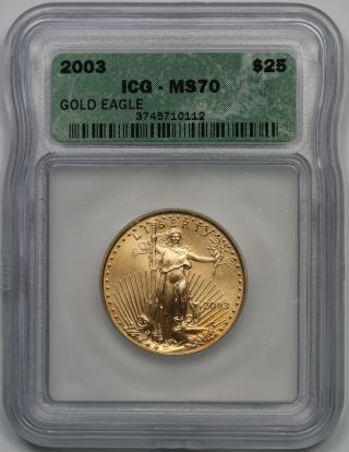 2003 American Gold Eagle $25 Half - Ounce Ms 70 Icg photo