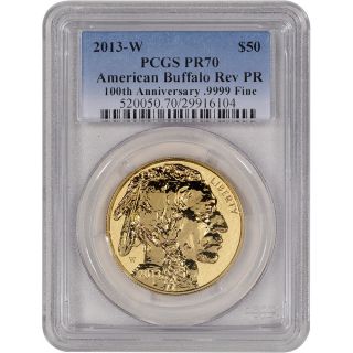 2013 - W American Gold Buffalo Reverse Proof (1 Oz) $50 - Pcgs Pr70 photo