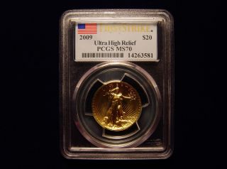 2009 Pcgs Ms70 First Strike $20 Ultra High Relief Gold Eagle photo