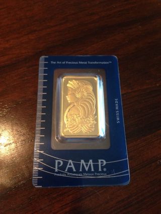 1 Oz Gold Bar Pamp Suisse Gold Bar.  9999 Fine  (in Assay) photo