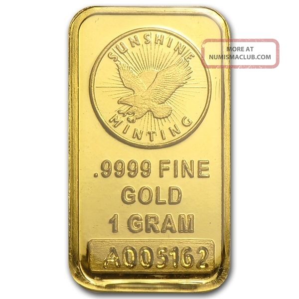 1 Gram Sunshine Gold Bar (. 9999 Fine Gold)