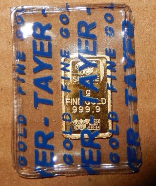 1 Gram Tayer Suisse Gold Bar 1 Gm.  999 Fine Gold photo