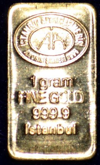 1 Gram Istanbul Gold Refinery Bar 999.  9 Fine 24 K Certificat With Hologram photo