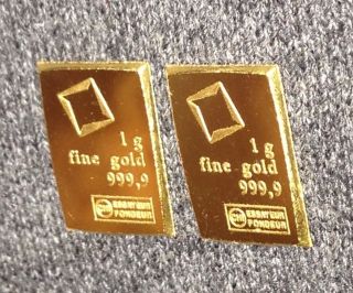 One Gram Valcambi Suisse.  9999 Fine 24k Gold Combibar Bullion photo