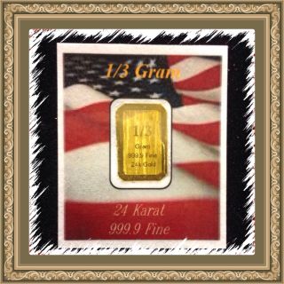 1/3 Gram 999.  9 Pure Gold Flat Bar & 1 - 1 Oz Copper Standing Liberty In Case photo