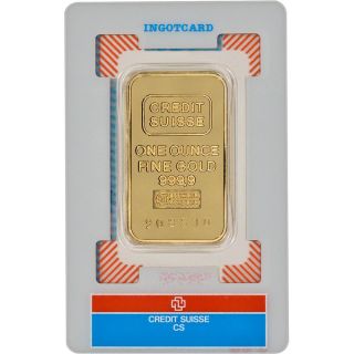 1 Oz.  Gold Bar - Credit Suisse - 99.  99 Fine In Certicard photo