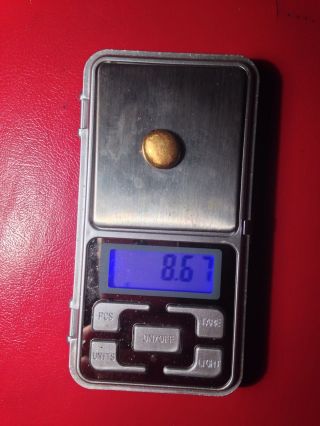 Solid Gold Button Bullion 22k 8.  67 Grams photo