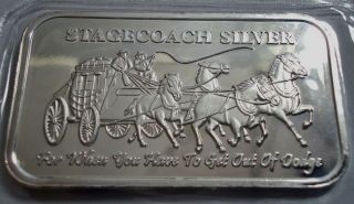 1 Troy Oz.  Stagecoach Silver Bar Nwt.  999 Fine Silver photo