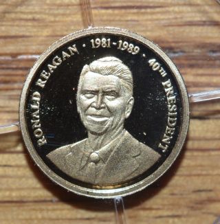14ktgold Mini Round - Ronald Reagan Commemorative Coin - Solid 14kt Gold photo