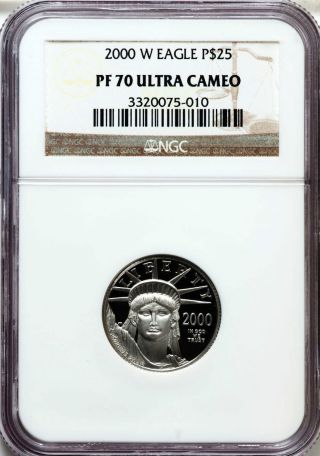 2000 - P $25 Platinum Us Eagle Ngc Pf70 Ucam Quarter Ounce 1/4 Oz Ultra Cameo photo