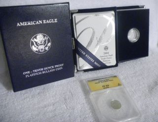 Anacs Pr69 2004 - W $10 Proof Platinum American Eagle 1/10th Key Date Low Mintage photo