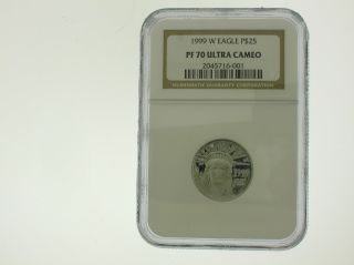 1999w $25 Eagle 1/4 Ozt Platiunum Ultra Cameo - Ngc Pf 70 photo
