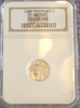 2001 American Eagle Liberty P $10 Ms - 70 Ten Dollar 1/10 Oz.  9995 Platinum Coin photo
