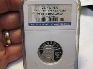 2007 W American Eagle Liberty Platinum 1/2 Ounce $50 Ngc Pf70 10th Aniversary photo