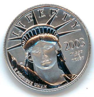 2003 Us Eagle,  10 Dollars,  1/10 Ounce, .  9995 Platinum Coin photo